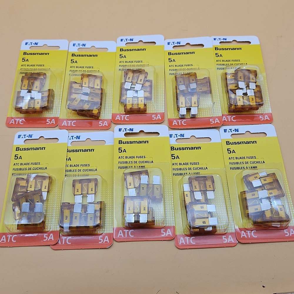 Lot of 10 Packs of 5 Eaton Bussmann ATC-5-RP 5 Amp Blade Fuses Brand New